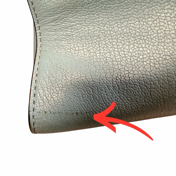 Michael Kors Leather Satchel Crossbody Blue Silver Tone Chain Strap - Picture 6 of 16